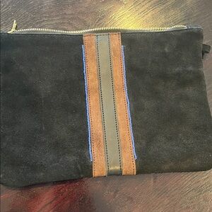 ABBY ALLEY Stylish Black and Brown Suede Clutch